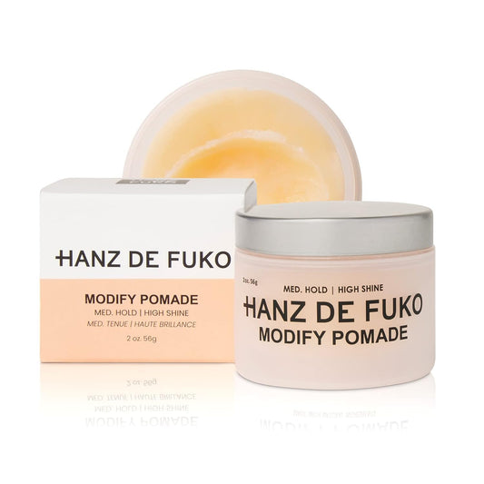 Hanz de Fuko Modify – Premium Men’s Hair Styling Pomade for a Medium Hold, High Shine – Ideal Texture Product for All Hair Types, Includes Premium Ingredients Such as Shea Butter – 2 oz, Travel Size