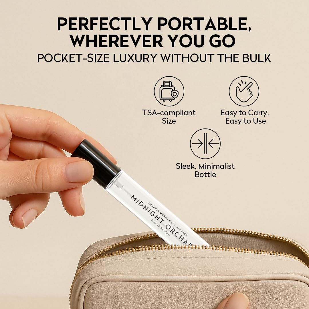 OCTAVIA MORGAN Midnight Orchard Eau De Parfum- Travel Perfume with Lush Peach, Golden Apricot & Smooth Sandalwood for a Fruity-Woody Signature- Graceful Fragrance Designed to Captivate All Day - 50ML