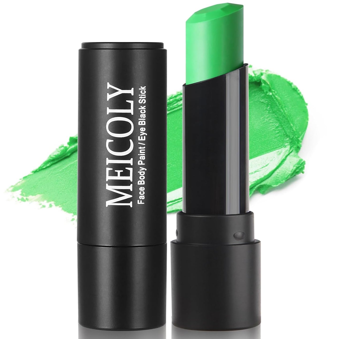 MEICOLY Lime Green Face Body Paint Stick for Halloween SFX Witch Hulk Cosplay Makeup,Elphaba Green Face Paint,Hunting Camo Face Paint,Waterproof Eye Black Stick for Baseball Softball Football Lacrosse