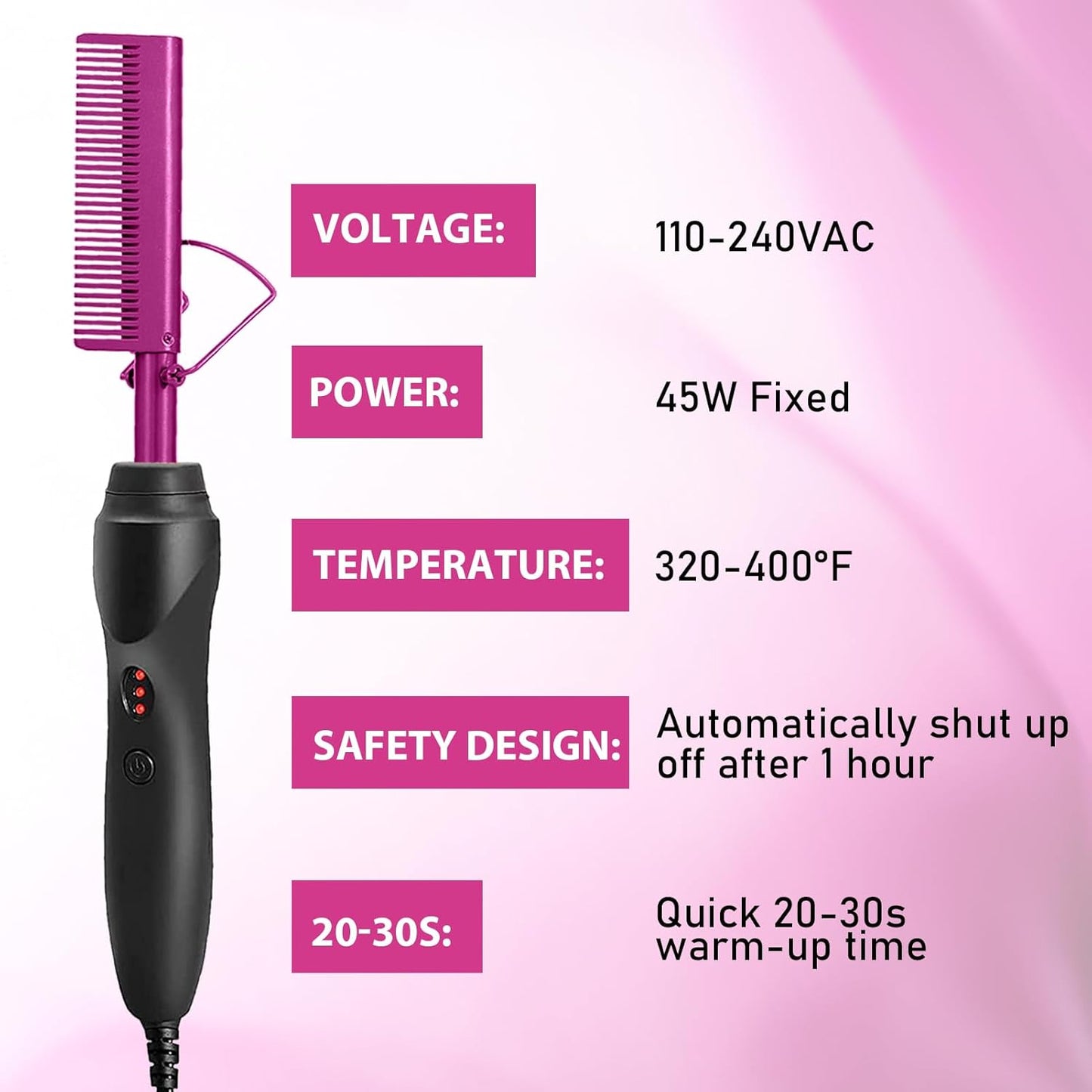 Goiple Hot Comb Hair Straightener Heat Pressing Combs, Hot Comb for Wigs Human Hair Ceramic Electric Straightener, Curling Iron Pressing Combs Kit for Wigs