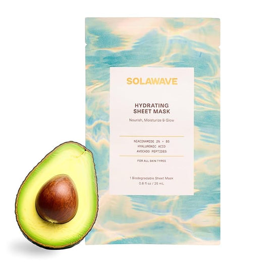 Solawave Hydrating Sheet Mask, Anti Aging Face Mask with Niacinamide, Hydrating Face Mask with Hyaluronic Acid, Moisturizing Face Masks (1 Pack)