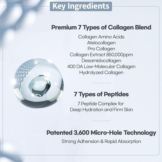 WELLDERMA Sapphire Premium Collagen Impact Fitting Mask 16 EA - Korean Face Sheet Mask for rough and dry skin- Hydrating overnight sheet mask with Patented Porous Structure Hydrogel Type - Niacinamide