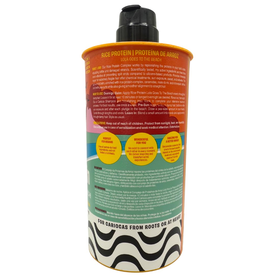 Lola From Rio - Ela E Carioca - Leave-in Protein For All Hair Types, Instantly Detangles, Restores Manageability, Nourishes, Protection from UV Rays, Hard Waters, and Post Exercise Sweat 17.64 Fl Oz