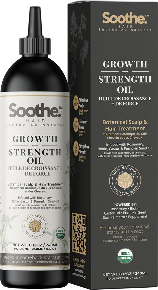 Hair Growth Oil – Infused with Rosemary, Castor Oil, Biotin, Pumpkin Seed – DHT Blocker – Non-Greasy Hair Loss & Thinning Support for Men & Women – Scalp Serum for Dry Scalps 240ml