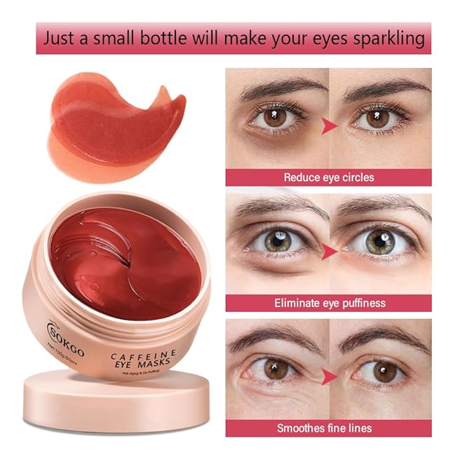 Professional Caffeine Eye Masks, Under Eye Patches for Puffy Eyes, Eye Masks for Dark Circle, Wrinkles and Fine Lines, Rejuvenating and Refreshing Eye Masks with Caffeine