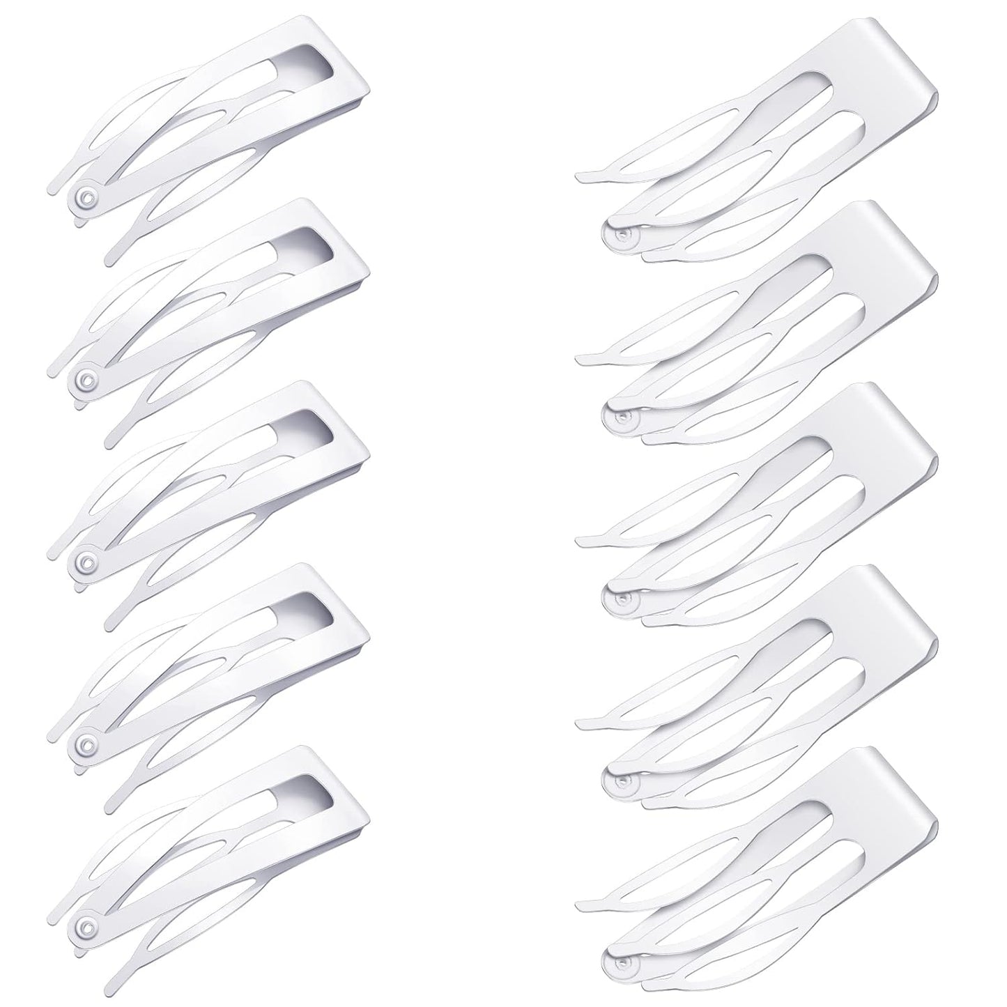 Chinco 24 Pcs Double Grip Hair Clips Metal Snap Clips Women Barrettes for Hair Making, Salon Supplies(White,2 Inch)