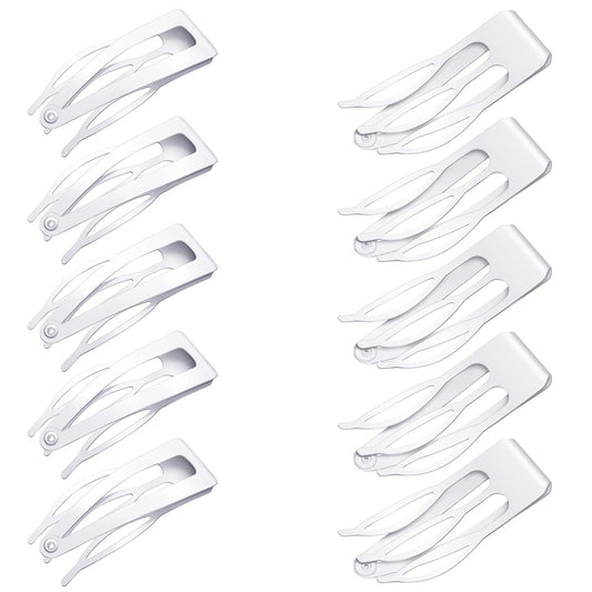 Chinco 24 Pcs Double Grip Hair Clips Metal Snap Clips Women Barrettes for Hair Making, Salon Supplies(White,2 Inch)