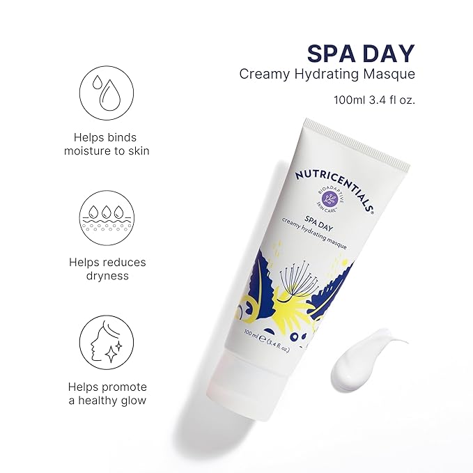 Nutricentials Spa Day Creamy Hydrating Masque 3.4 Fl. Oz - Soothe, Moisturize, and Improve Skin Tone with Cactus and Pine Cone Extracts - Nourishing Formula for Radiant and Healthy-Glowing Complexion