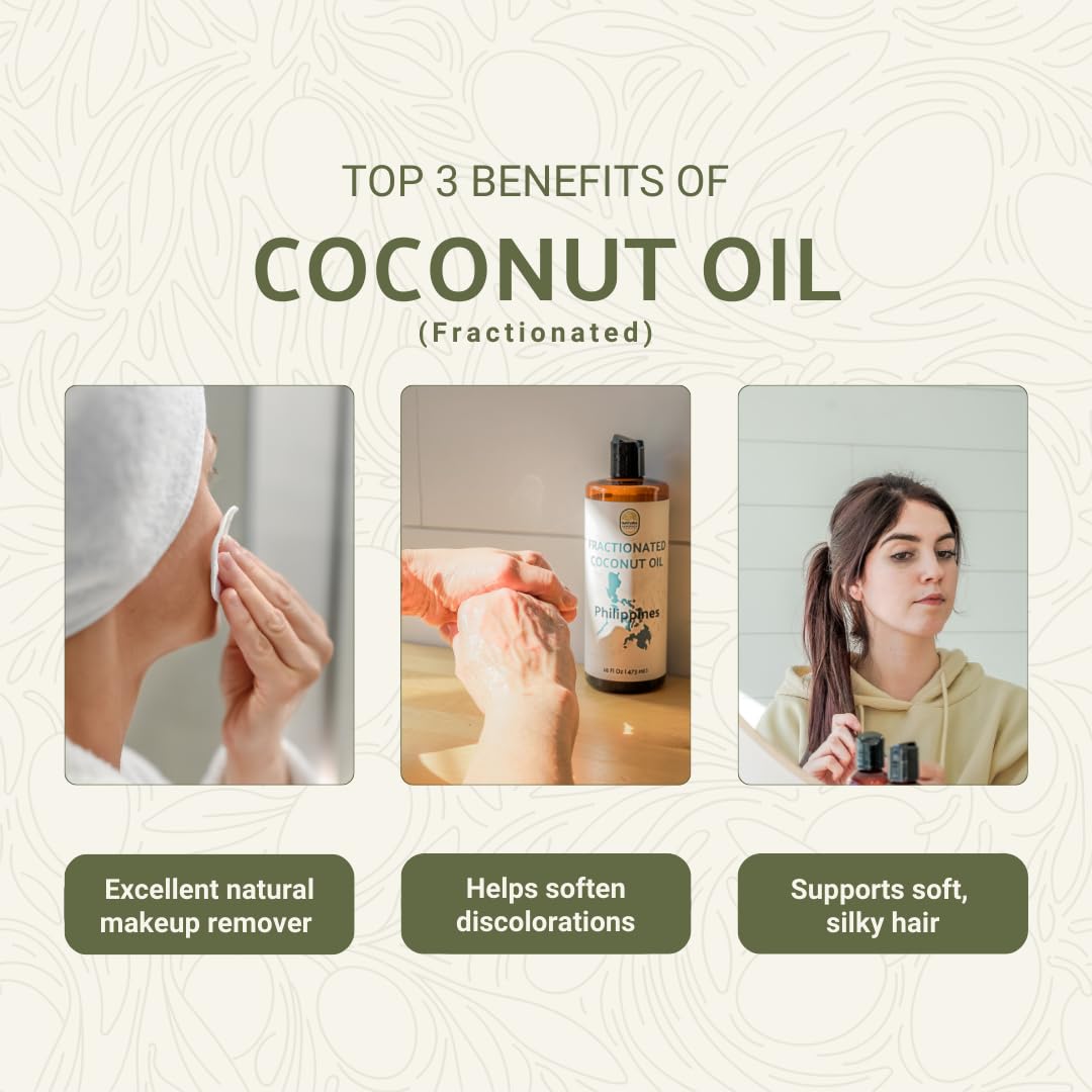 Fractionated Coconut Oil - Sourced Directly from our Farm Partner in the Philippines - Carrier Oil for Diluting Essential Oils, Body, Hair, and Skin Moisturizer - (1Gallon)