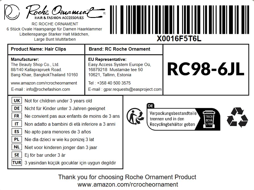 RC ROCHE 6 Pcs Flat Claw Hair Clips for Women Lay Down Barrettes No Crease Side Slide Thick Long Hair Duckbill French Against Head Jaw Claw Styling Jumbo Extra XL Clamp, Large Jelly Candy