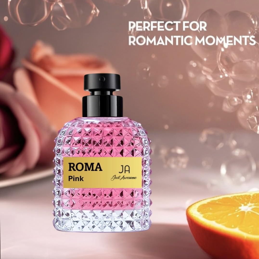 ROMA PINK EDP Women Perfume – Amber Floral Scent – Orange blossom, Madagascar Vanilla Base Emitting a Warm Sweet Aroma– Elegant 100ml Bottle.