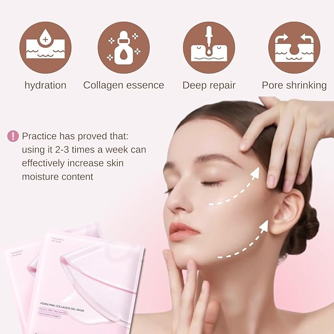 Pink collagen face mask,skin care jelly gel mask,overnight face mask for glass glow skin- elasticity, hydrating, firming and moisturizing,Pore Minimizing, Elasticity Improvement 4Pcs