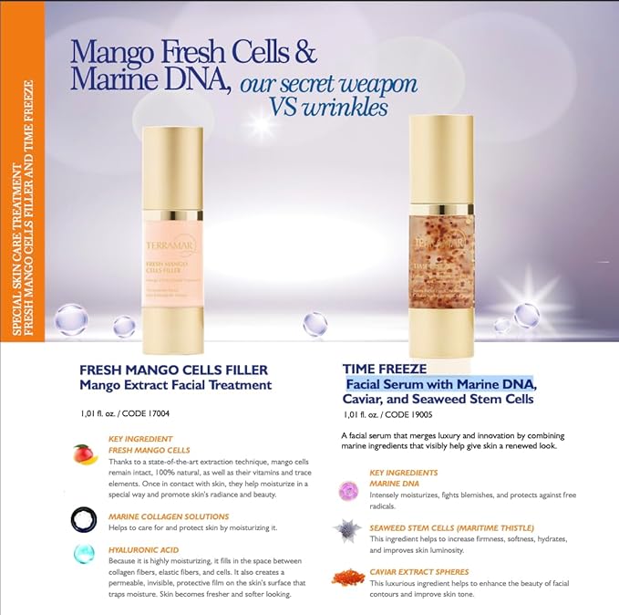Terramar TIME FREEZE Anti-Aging Facial Serum - with Marine DNA, Caviar & Seaweed Stem Cells - Firms, Revitalizes, Hydrates for Youthful Skin
