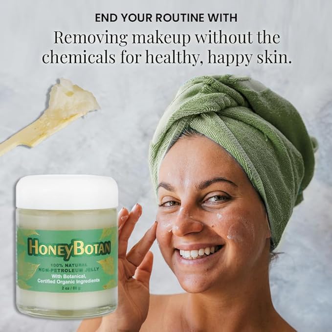 HoneyBotan - 100% Natural Unpetroleum Skin Balm with Organic Ingredients - Petroleum Jelly Alternative for Lips, Hands, Baby Care, Makeup Remover, and More (2 Ounce)