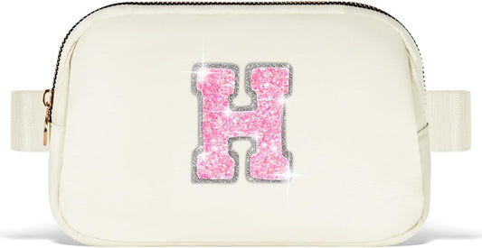 Monogrammed Gifts for Girls Women - Fanny Pack for Kids Teens,Crossbody Bag for Women Trendy Everywhere Belt Bag Monogrammed Crossbody Bag Waist Pack | Cream,Initial H