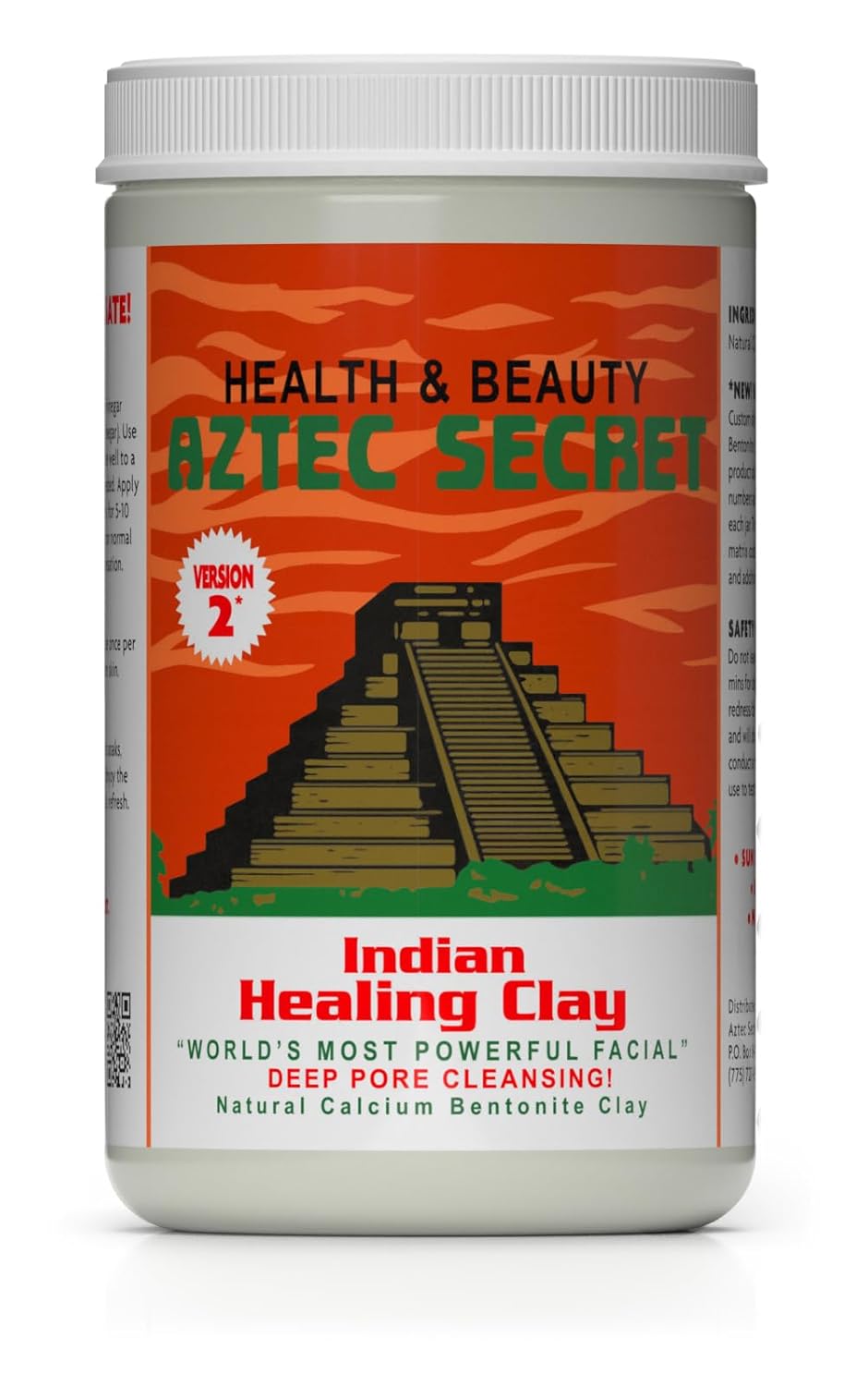 Aztec Secret – Indian Healing Clay 2 lb – Deep Pore Cleansing Facial & Body Mask – The Original 100% Natural Calcium Bentonite Clay – New Version 2