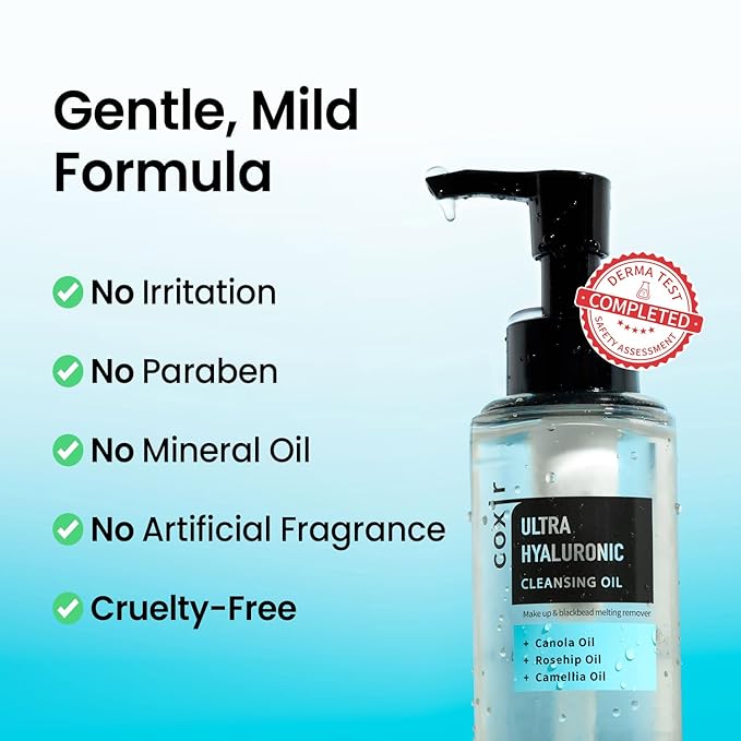 coxir ULTRA HYALURONIC CLEANSING OIL l Korean Facial Cleanser, Blackhead Makeup Removal with Hyaluronic Acid, Cruelty Free, Hydrating, Smoothing, Calming, Moisturizing [5.07 Fl.oz(pack of 2)]
