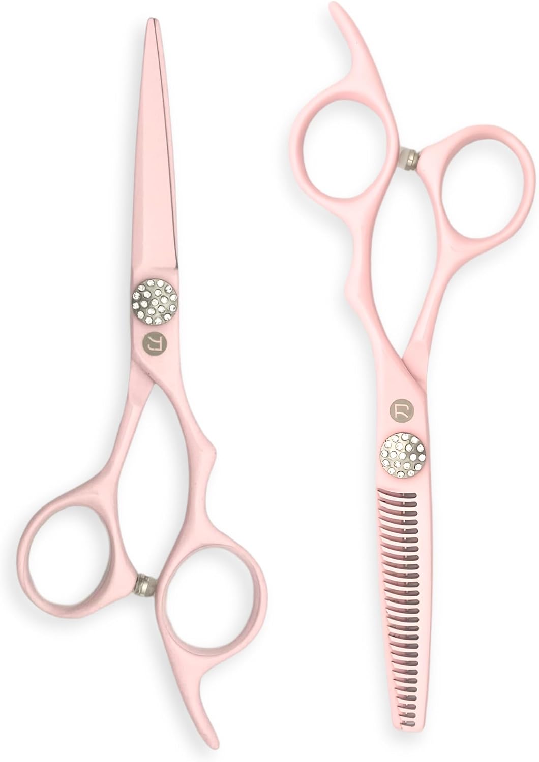Pink Hair Scissors Set for Professional Cuts - 440C Stainless Steel w/Pink Titanium Finish - Sharp, Durable (5.5" Regular Set)