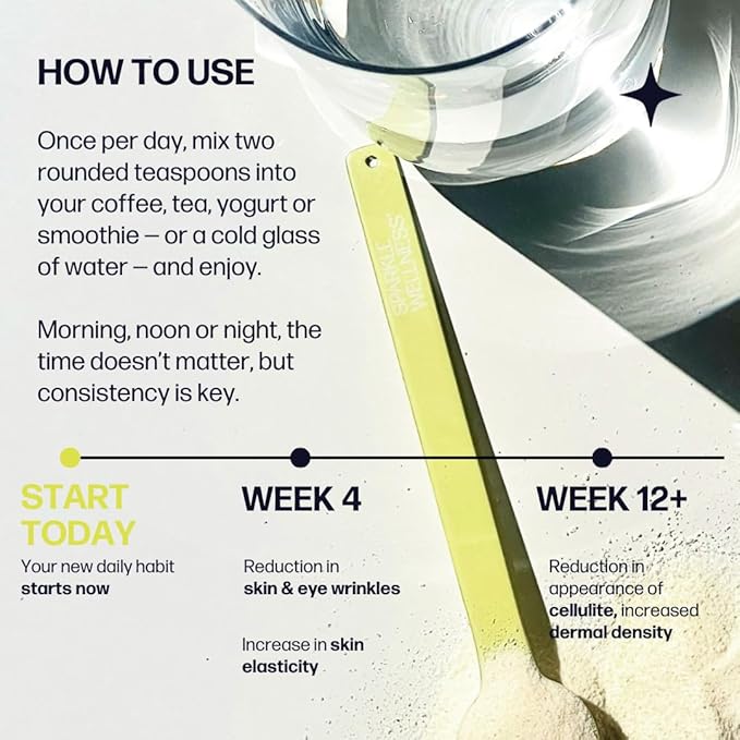 Sparkle Wellness Skin Boost Plus (Acai Lemonade) [30-Serves] | Collagen Powder Supplement with VERISOL Bioactive Hydrolyzed Collagen Peptides, Vitamin C & Hyaluronic Acid to Improve Skin Elasticity