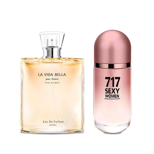 Women Perfume 2PCS Combo La Vida Bella/717 Sexy Eau De Parfum Long Lasting Fragrance 3.4 Fl Oz Spray Each for Daily Used
