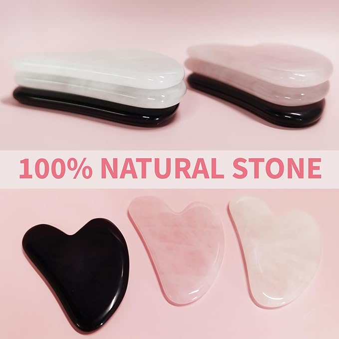 Natural Stone GuaSha Tool Gua Sha Facial Tools Eye Acupuncture Reduce Puffiness Relieve Muscle Tensions (Natural White Quartz)