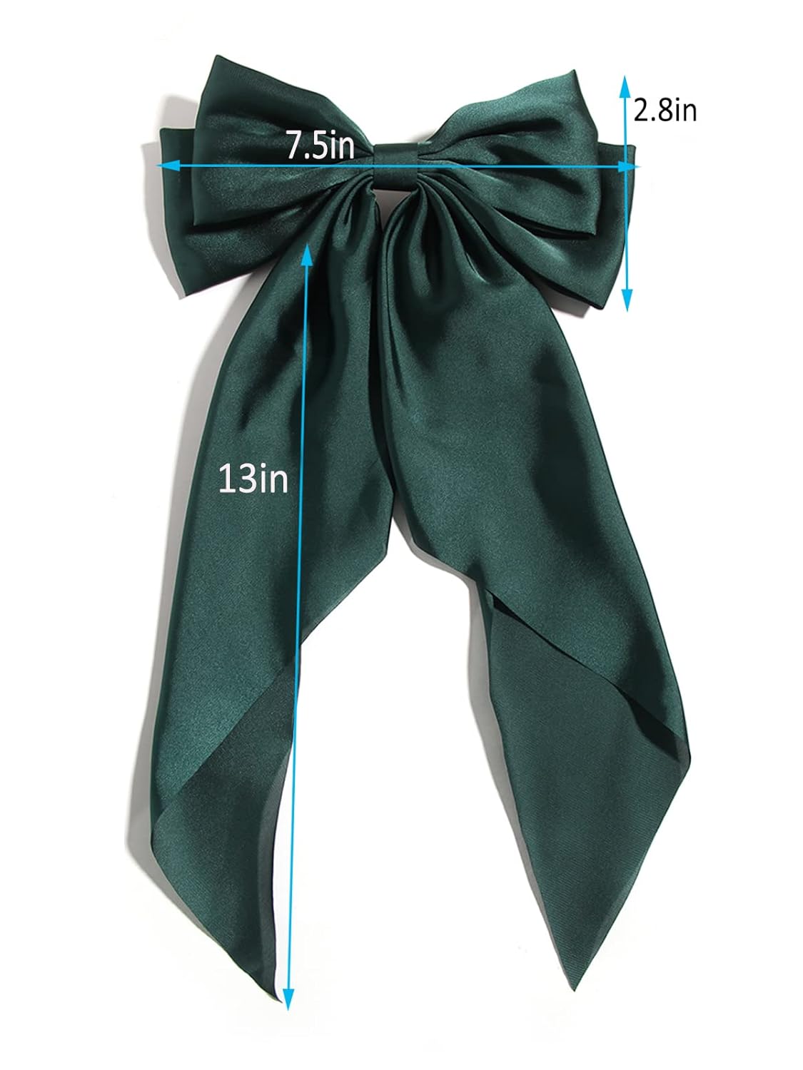 SUSULU Satin Bow Hair Clips for Women,Big Green Hair Bows Hair Slides Metal Clips Long Ribbon Hairpin Girls Barrettes Party Half-Updo Ponytail Accessories 2pcs