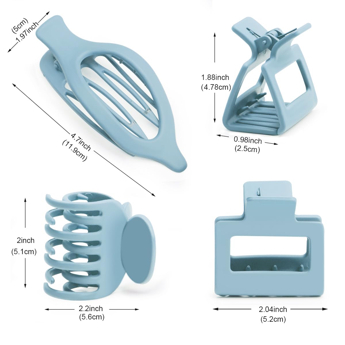 Mehayi 9 PCS Matte Hair Clips Claw for Women Girls, 3 Styles Nonslip Small Hold Strong Hold Cute Jaw Clip Barrettes for Thick Thin Long Short Hair, Fashion Acrylic Hair Clamps Styling Accessories