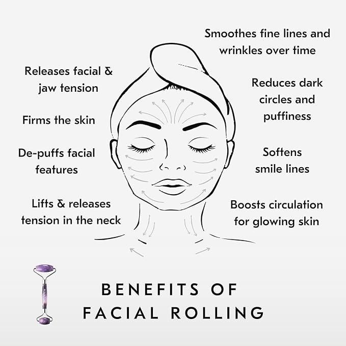Mount Lai De-Puffing Amethyst Face Roller – The Stone of Tranquility, Facial Massager to Soothe, Calm & De-Puff Sensitive Skin, A Self-Care Ritual for Radiance