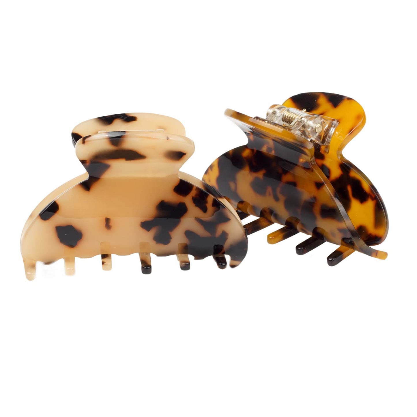 2PCS 2.75 inches Hair Claw Banana Clips tortoise Barrettes Celluloid French Design Barrettes celluloid Leopard print Small Fashion Accessories for Women Girls(SET4)