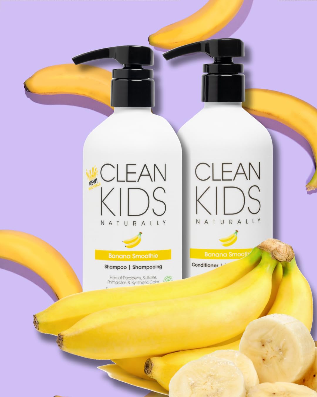 Clean Kids Naturally Tropical Shampoo- EWG Verified, All-Natural, Coconut-free, Gluten-free, Vegan, and Cruelty-free, Paraben-Free (16 FL Oz, Banana Smoothie)