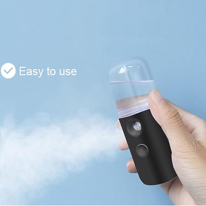 Kingsmile Nano Facial Mister,Moisturizing Nano Mist Sprayer, Portable Mini Nano Mister, Handy Lash Mister for Eyelash Extensions, Face Mister with 1OZ /30ML Visual Water Tank Black