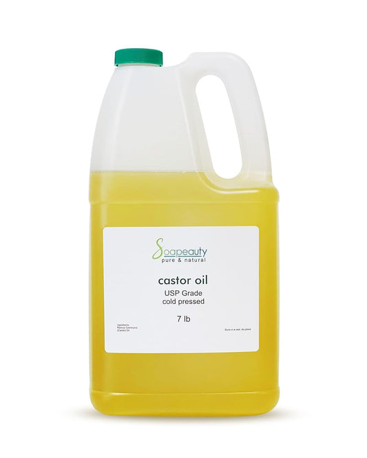 Soapeauty Cold Pressed Castor Oil | 100% Pure Natural USP Grade Promotes Healthy Skin & Hair | Hexane Free | Thickens Eyebrows & Lengthens Eyelashes | 7 Pound