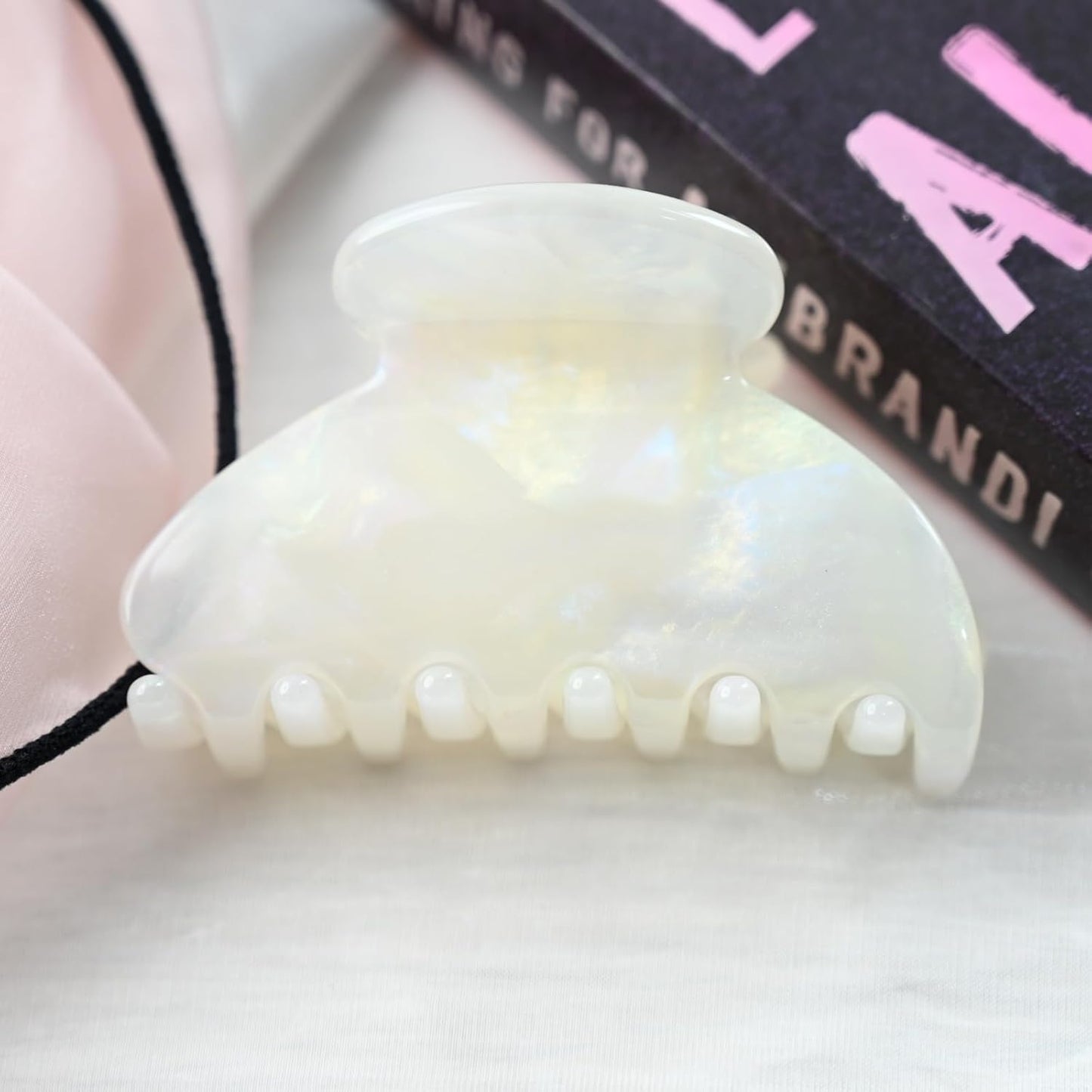 Handmade Celluloid Acetate French Design Barrettes Tortoise Shell Claws Hair Claw Luxury Fashion Accessories Hair Clip for Women (jade white)