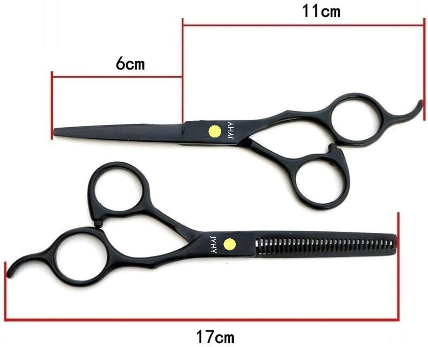 Professional Hair Cutting Scissors Shears Barber Thinning Set Kit- Family Hair Cutting,Barber Hair Cutting Tool Thinning texturizing (Black 6")
