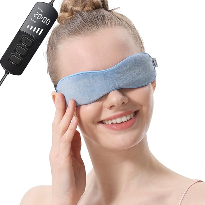 Aroma Season Heated Eye Mask for Dry Eyes, Warm Eye Compress with Flaxseed for MGD, Dry Eye Syndrome, FSA HSA Eligible, Chalazion Blepharitis Stye Eye Treatment, Steam Moist to Unclog Glands (Blue)