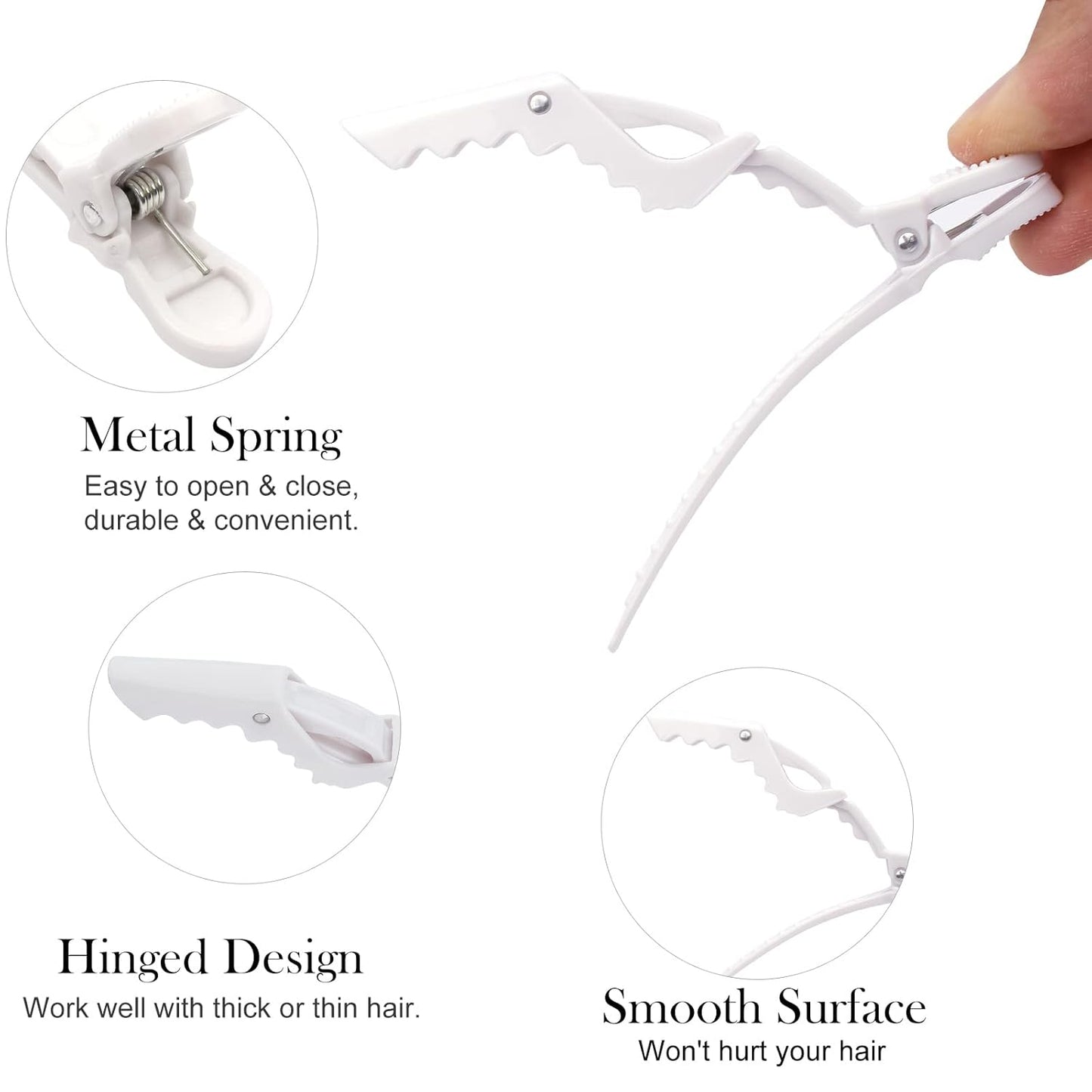 Ondder 14 Pack Alligator Hair Clips for Styling Sectioning, White Salon Pro Hair Clips for Barber Clips for Hair Coloring, Cutting, Sectioning