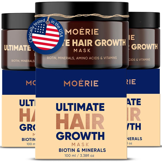 Moerie Hair Growth & Repair Mask - Restorative, Vegan-Friendly Treatment for Longer, Thicker, Fuller Hair - 100ml, 3 pack