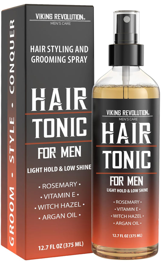 Viking Revolution Hair Tonic Men (12.7oz) - Hair Spray for Men with Sandalwood Scent - Texture Spray with Rosemary, Argan Oil, and Witch Hazel - Light Hold and Low Shine for Styling and Grooming