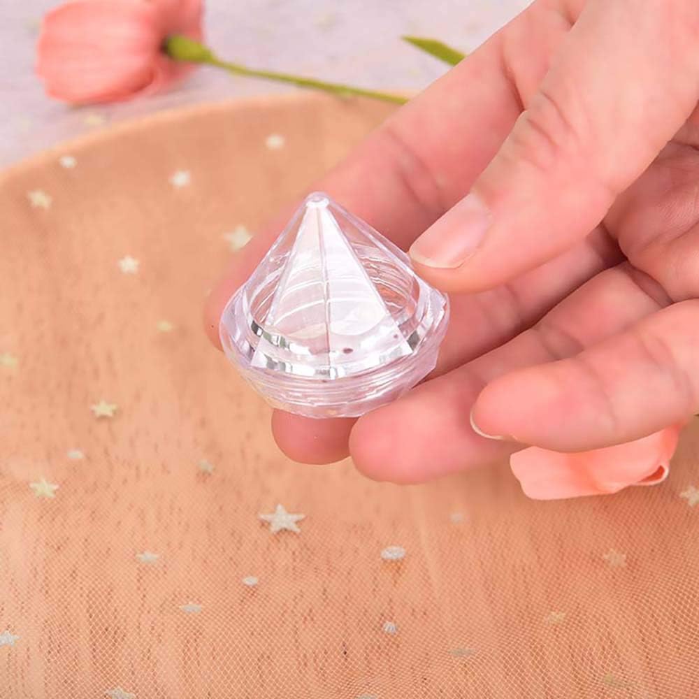 50 PCS 5 Gram Diamond shaped Clear Jars Empty Refillable Cosmetic Sample Jars Makeup Plastic Jar with Lid Cosmetic Trial Case Compact Storage Box for Lotion Creams Eyeshadow Nails Powder
