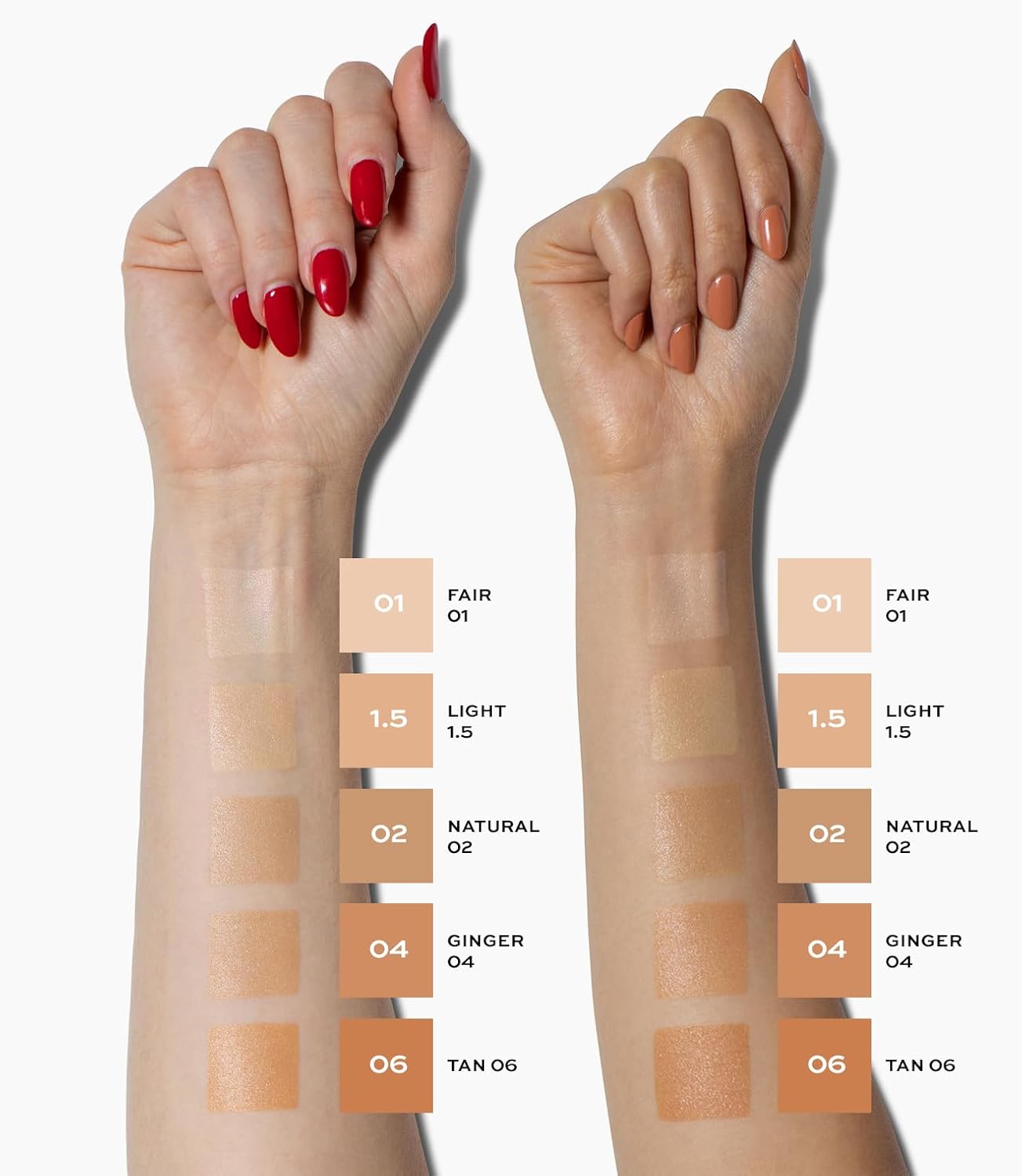 MAKE Beauty Diffusion Dew Skin Tint. Sheer to Medium Coverage Radiant Finish. Blurring, Smoothing, and Brightening for Glowing Complexion. Enhanced with Niacinamide and Adenosine. Espresso 20