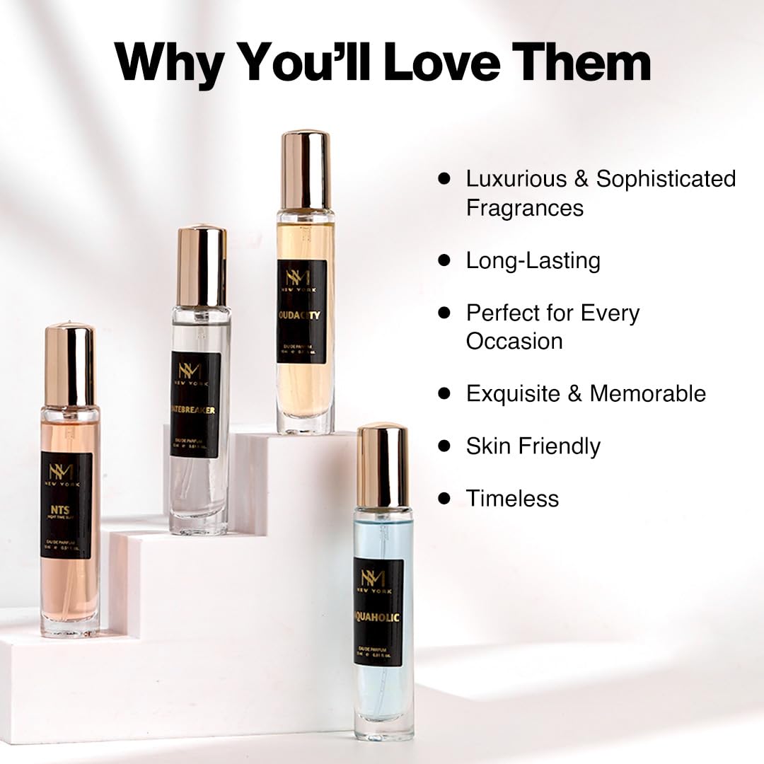 NOURISH MANTRA NM New York Metropolis Man Luxury Perfume Set Of 4 | Premium Luxury Perfumes | birthday gift for men | Perfume For Men long lasting smell | 15 ml Each