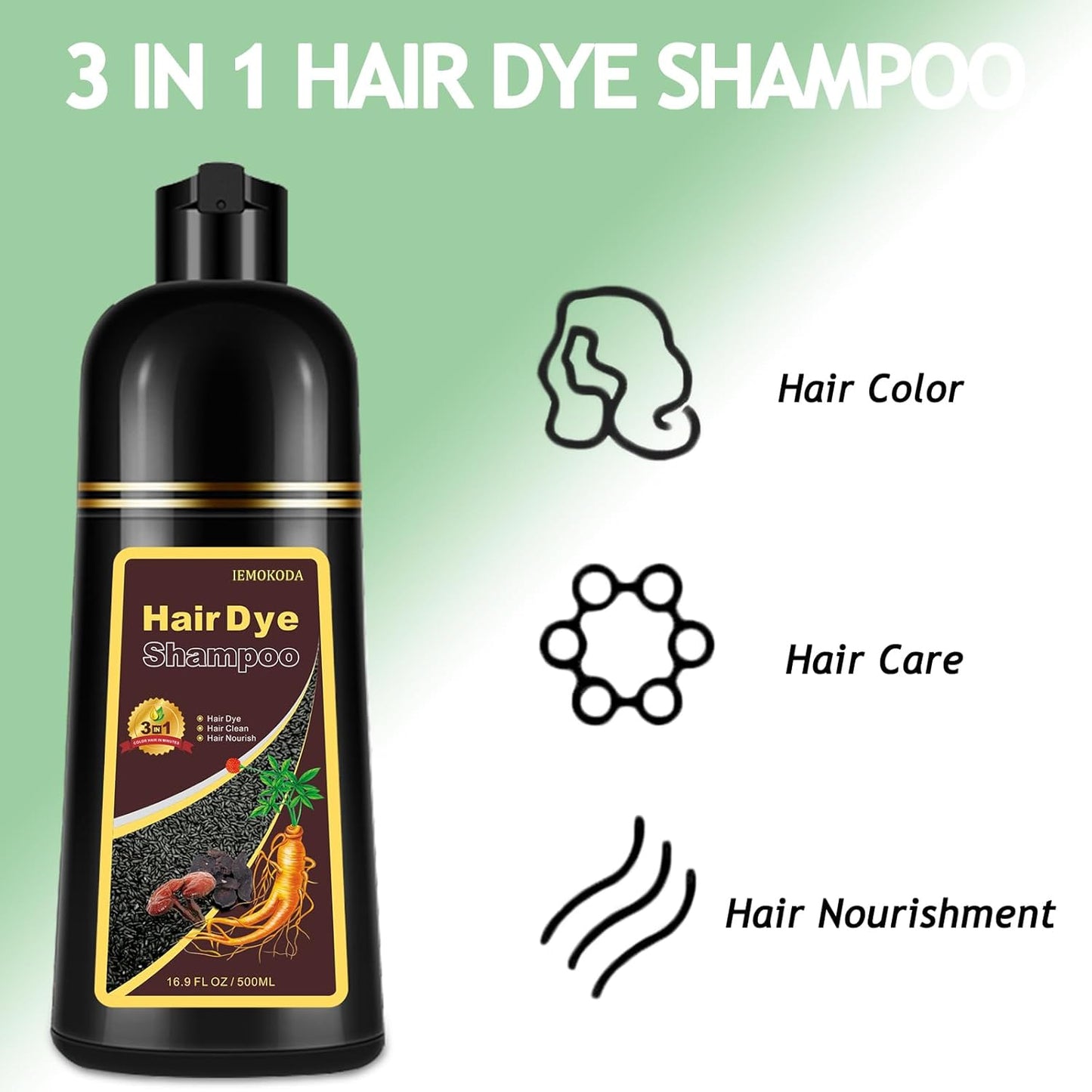 Natural Wine Red Hair Dye Shampoo for Gray Hair, 3-IN-1 Burgundy Hair Dye Shampoo, Red Hair Dye for Men Women Colors in Minutes, Easy to Use, Instant Hair Dye for All Hair Types（Wine red