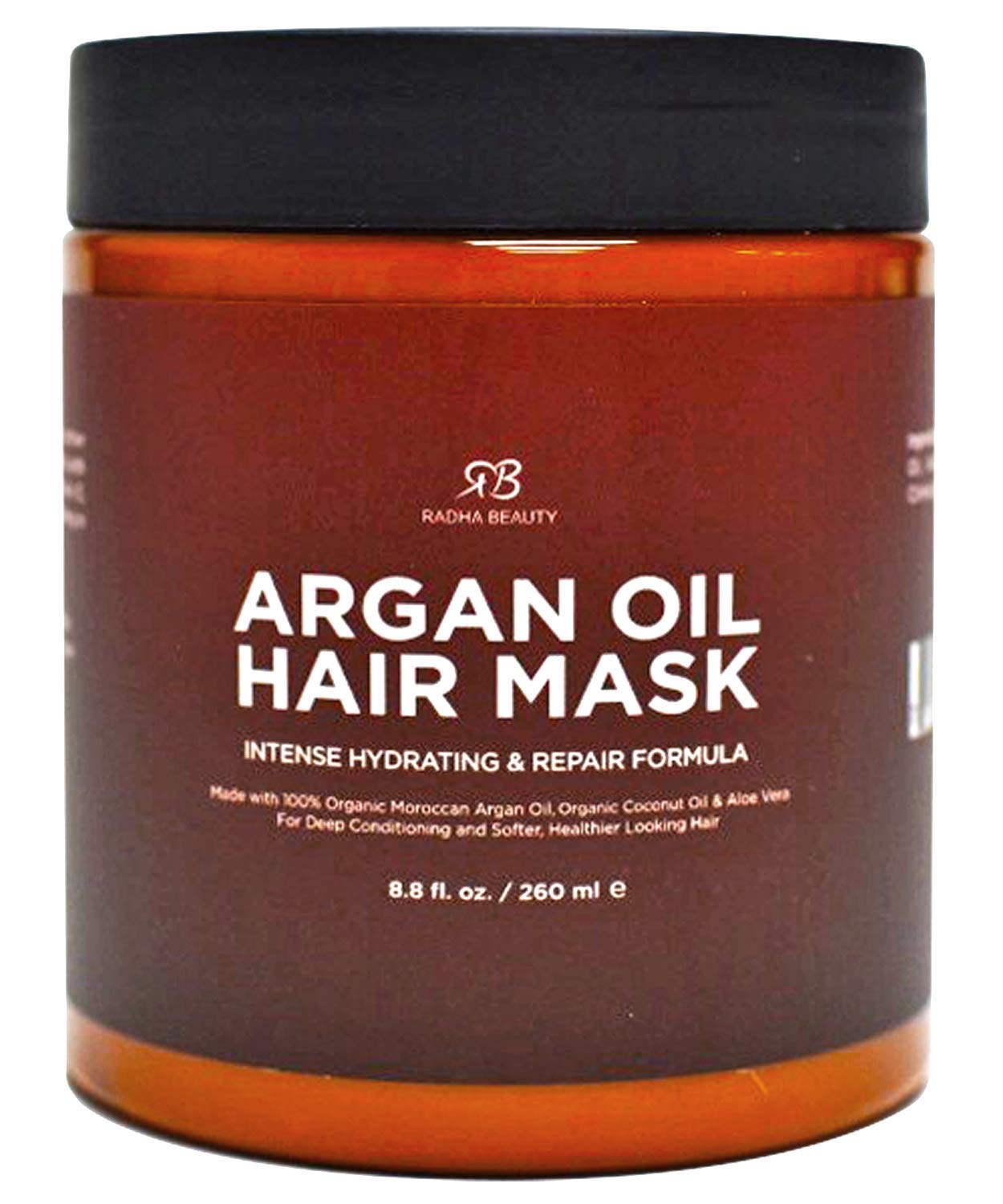 Radha Beauty Argan Oil Hair Mask 8 oz. - Intense Hydrating Repair Formula with 100% Organic Argan Oil, Coconut Oil, and Aloe Vera…