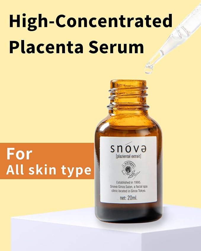Snova Placenta Serum - Anti-aging, Hydrating and Firming Skin,with Placenta, Aloe Vera and Pueraria Mirifica, For all skin type, Made in Japan – 0.68 Fluid Ounce