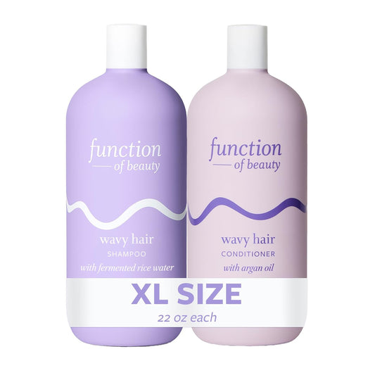 Function of Beauty Wavy Hair Shampoo & Conditioner XL Set - Sulfate-Free Shampoo & Conditioner Duo for Natural Wavy Texture - Lightweight, Anti-Frizz, Strengthening & Hydrating - Hair Care Products