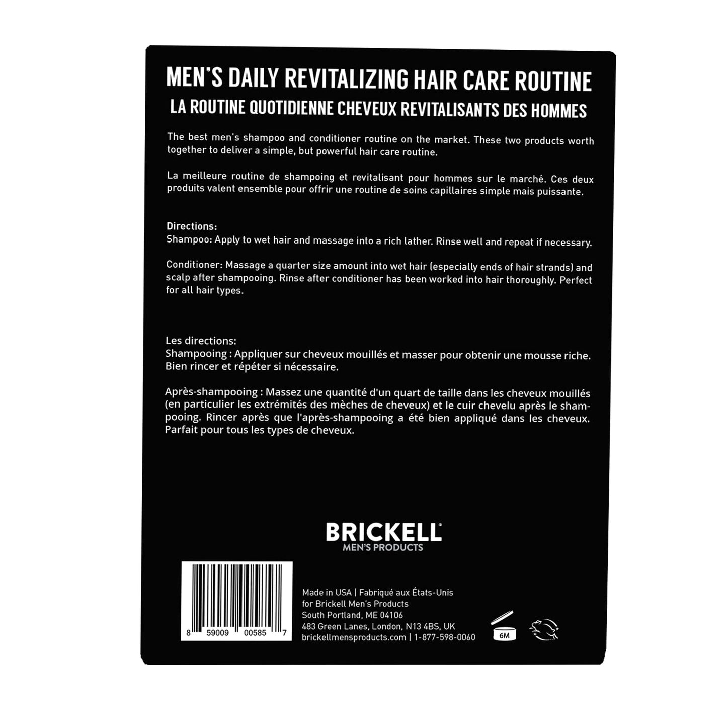 Brickell Men's Daily Revitalizing Hair Care Routine, Shampoo and Conditioner Set For Men, Mint and Tea Tree Oil Shampoo, Strength and Volume Enhancing Conditioner, Natural and Organic, Gift Set
