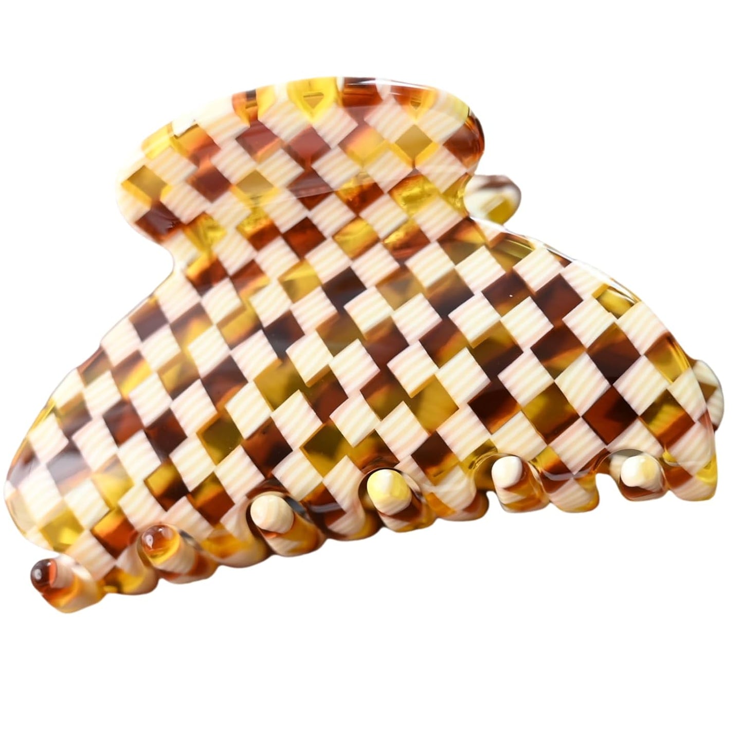 Handmade Celluloid Acetate French Design Barrettes Tortoise Shell Claws Hair Claw Luxury Fashion Accessories Hair Clip for Women (check)