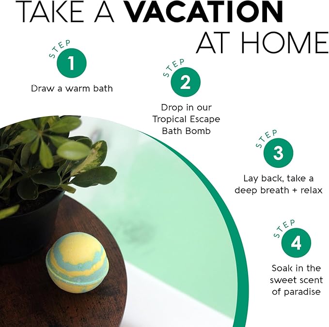 Nature's Beauty Tropical Escape, Pineapple & Coconut Scent Bath Bomb Multi-Pack - Natural Hand Crafted, Luxury Spa Bomb, Nourish Dry Skin, Made w/Coconut Oil + Witch Hazel, 5.5 oz (4 Pack)