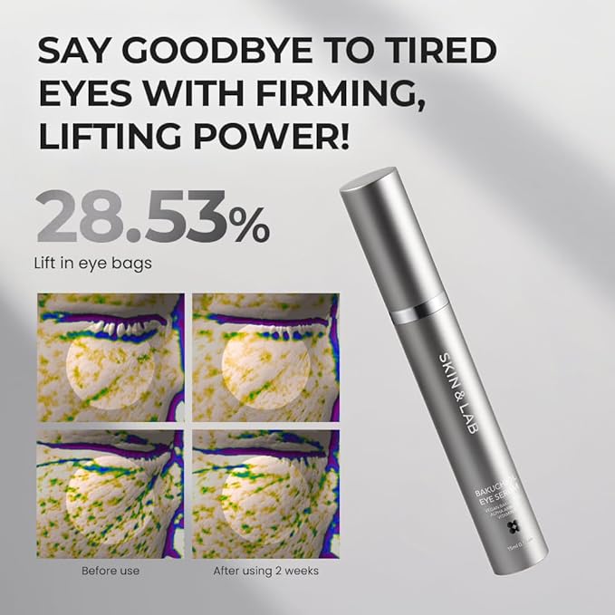 [SKIN&LAB] Bakuchiol Eye Serum with Caffeine, Roll-on Korean Under Eye Serum, Anti-Aging Wrinkle Care for Fine Lines, vegan, cruelty-free, 0.5 fl. Oz