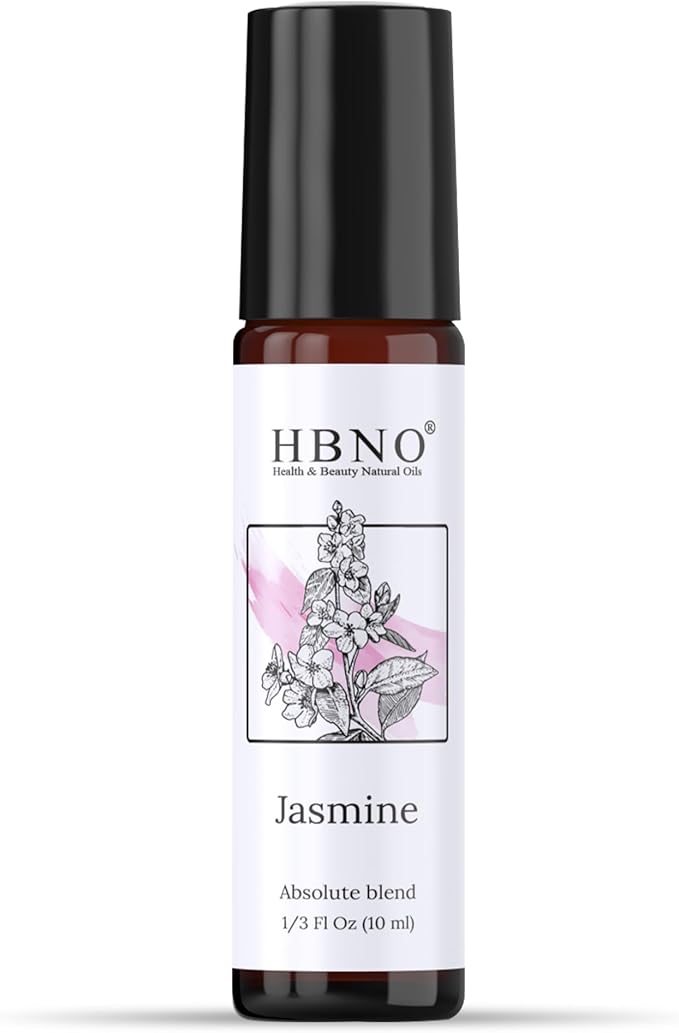HBNO Jasmine Grandiflorum Oil Roll-On - 1/3 oz (10 ml) Travel Size - Jasmine and Mct - Perfect for Traveling, Aromatherapy, Massage, perfumes, moisturizer